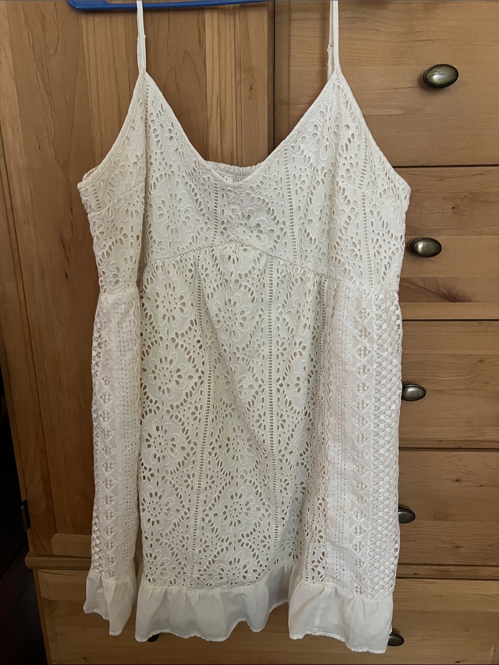 American Eagle Outfitters Cream Eyelet Lace Dress